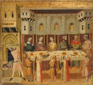 Het Feest van Herodes en de Onthoofding van de Doper door Giovanni Baronzio