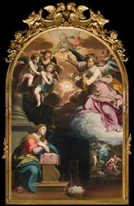 Zuid Transept, Altaar van de Aankondiging, Altaarstuk door Giovanni Battista Trotti bekend als Il Malosso 1594 door Giovanni Battista Trotti