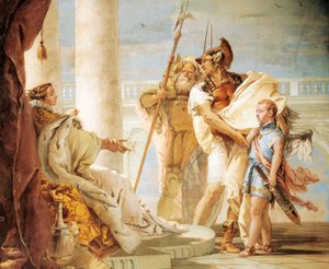 Aeneas introduceert Cupido verkleed als Ascanius aan Dido door Giovanni Battista Tiepolo