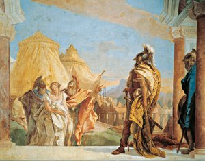Eurybates en Talthybius leiden Briseis naar Agamemnon door Giovanni Battista Tiepolo