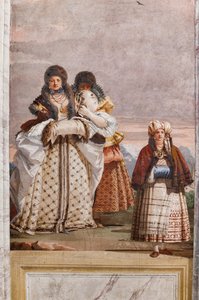 Gastverblijven, kamer van de valse gotische architecturen: "Een winterwandeling" door Giovanni Battista Tiepolo