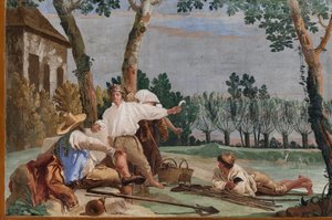 Gastverblijven, Kamer van de Landelijke Taferelen: "De Rust van de Boer" (detail) door Giovanni Battista Tiepolo