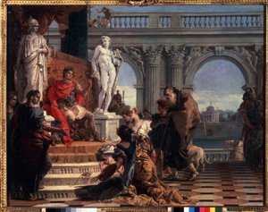 Maecenas presenteert de kunsten aan Augustus door Giovanni Battista Tiepolo