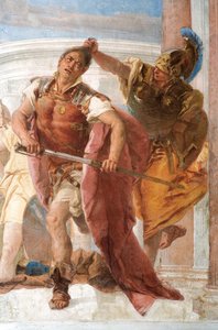 Detail van Minerva die Achilles weerhoudt Agamemnon te doden (detail)