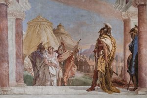 Eurybates en Talthybius leiden Briseis naar Agamemnon door Giovanni Battista Tiepolo