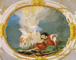 Jakob droomt, fresco, Patriarchaal Paleis, Gastenzaal, Udine door Giovanni Battista Tiepolo