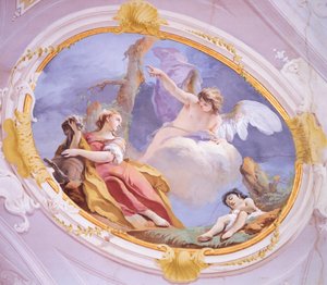 De engel troost Hagar in de wildernis, door Giovanni Battista Tiepolo (1696-1770), fresco, Patriarchaal Paleis, Gastenhal, Udine