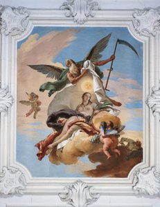 Tijd die Jaloezie jaagt en Waarheid ontdekt, fresco, Villa Loschi-Zileri, Biron, Monteviale, Italië door Giovanni Battista Tiepolo