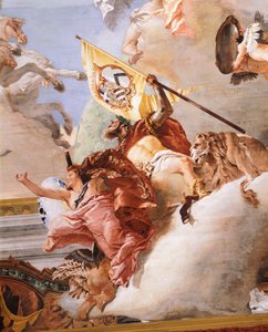 Huwelijksallegorie, door Giambattista Tiepolo (1696-1770), fresco, detail, Plafond van de Huwelijksallegorie Kamer, Ca