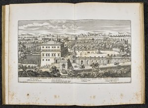 Prospettiva del Giardino dell eccellentis Signor Duca Mattei alla Navicella sul Monte Celio, Roma door Giovanni Battista (after) Falda