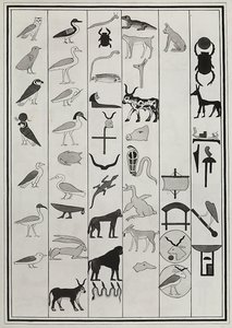Tekeningen van de decoraties uit het graf van Farao Psammetic I, gereproduceerd in 1817 door Giovanni Battista Belzoni, gehuisvest in het British Museum, Londen door Giovanni Battista Belzoni