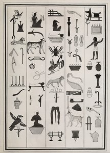 Tekeningen van de decoraties uit het graf van Farao Psammetic I, gereproduceerd in 1817 door Giovanni Battista Belzoni, gehuisvest in het British Museum, Londen door Giovanni Battista Belzoni