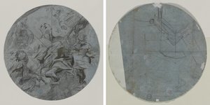 Apotheose van een heilige (recto); Architecturale schets(?) (verso)
