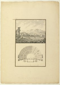 Zicht en plan van het theater van Hierapolis (nu Pamukkale), ca. 1750 door Giovanni Battista Borra
