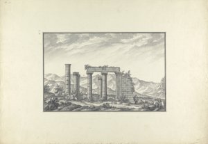 Uitzicht op de ruïnes van een Ionische tempel in Sardis, waarschijnlijk de Tempel van Neptunus, ca. 1750 door Giovanni Battista Borra