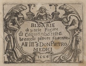 Titelpagina voor "Bizzarie di varie Figure" door Giovanni Battista Bracelli