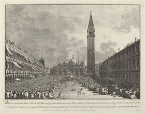 De Doge rondgedragen op het Piazza San Marco, 1763-1766 door Giovanni Battista Brostoloni