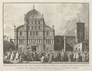 Bezoek van de Doge aan San Zaccaria op Paaszondag, 1763-1766 door Giovanni Battista Brostoloni