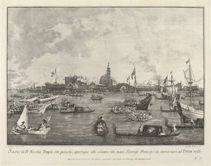 De Doge in de Bucintoro Vertrekt uit San Nicolò di Lido door Giovanni Battista Brustolon after Canaletto