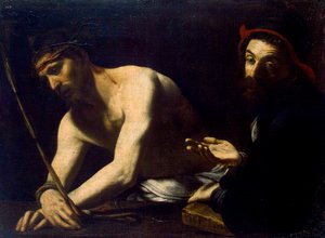 Christus en Kajafas, 1615-1620 door Giovanni Battista Caracciolo