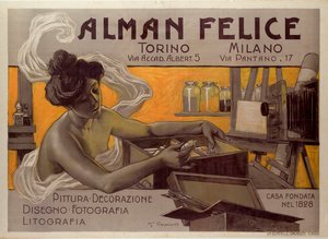 Reclameposter voor Alman Felice, Torino - Milaan, Italië