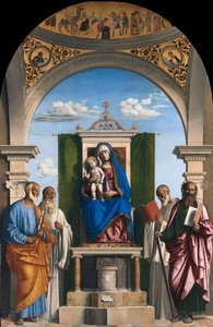 Madonna met Kind en Heiligen Petrus, Romuald, Benedictus en Paulus op de troon, ca. 1595