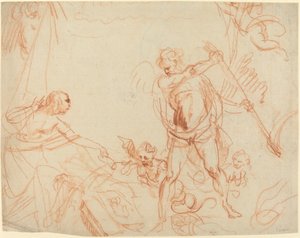Mythologische compositie met Chronos en Harpijen [recto]