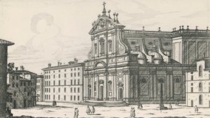 Kerk van St. Ignatius van Loyola op Campus Martius, Rome, gravure door Giovanni Battista Falda door Giovanni Battista Falda