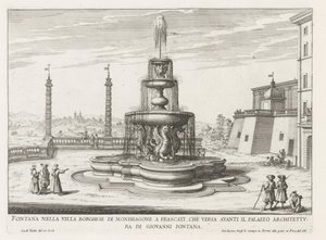 Fontein in de tuinen van de Villa Mondragone te Frascati door Giovanni Battista Falda