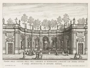 Fontein in de tuinen van de Villa Mondragone te Frascati door Giovanni Battista Falda