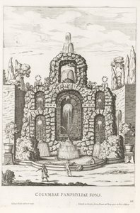 Fontein met duiven in de tuinen van Villa Doria Pamphilj te Rome