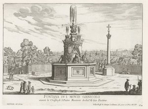 Fontein op Piazza San Pietro in Montorio op de Janiculumberg te Rome door Giovanni Battista Falda