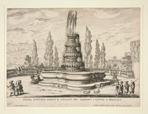 Fontein in de Tuinen van het Ludovisi Paleis in Frascati door Giovanni Battista Falda