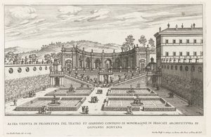 Tuinen van de Villa Mondragone te Frascati door Giovanni Battista Falda