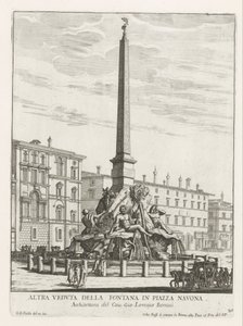 Vierstromenfontein op Piazza Navona te Rome door Giovanni Battista Falda