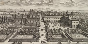 Uitzicht op de Villa Medici, na 1677 door Giovanni Battista Falda