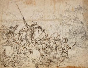 Slagveld met olifanten en oosterlingen door Giovanni Battista Foggini