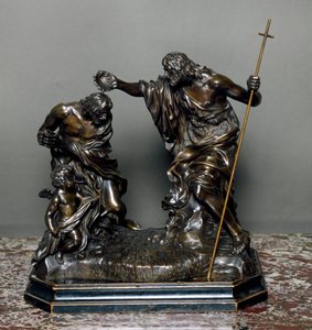 De doop van Jezus. Bronzen sculptuur