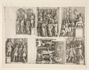 Zes vignetten uit het leven van Trajanus door Giovanni Battista Franco (called Il Semolei)