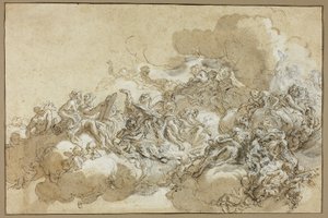 Detailstudie voor De Hemelvaart van St. Agnes door Giovanni Battista Gaulli