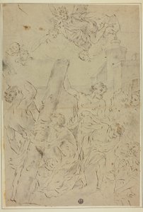 Sint-Andreas die het kruis aanbidt door Giovanni Battista Gaulli