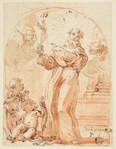 Staande franciscaanse heilige met crucifix door Giovanni Battista Gaulli