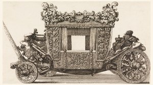 Zijaanzicht van de Eerste Koets (1686) van Lord Castelmaine Gebouwd in 1686 door Andrea Cornely naar Ciro Ferri, 1687-1700 door Giovanni Battista Lenardi