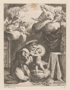 Heilige Antonius van Padua het Kind aanbiddend door Giovanni Battista Mercati