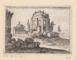 Resten van de Tempel van Minerva Medica in een landschap door Giovanni Battista Mercati