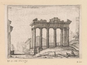 Resten van de Tempel van Saturnus op het Forum Romanum te Rome