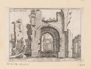 Resten van de Thermen van Caracalla te Rome (series title: Gezichten op Rome, Alcune vedute et prospettive di luoghi dishabitati di Roma) door Giovanni Battista Mercati