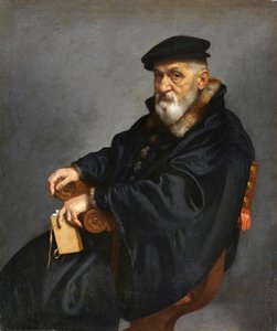 Italiaans: Portret van een zittende oude man door Giovanni Battista Moroni
