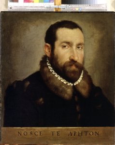 Portret van een man (detail) door Giovanni Battista Moroni