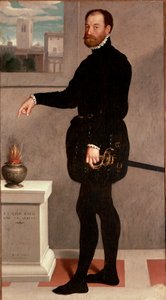 Portret van Graaf Pietro Secco-Suardi. Schilderij door Giovan Battista Moroni